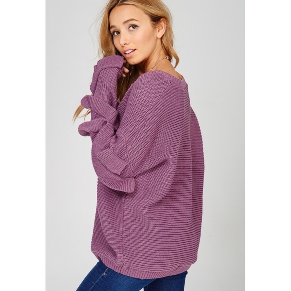 Lilac Ruffle Sleeve Sweater - Picture 5 of 8