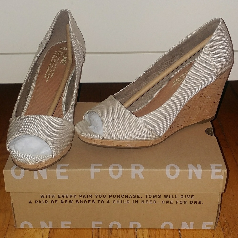 Toms Stella Peep-toe Wedges