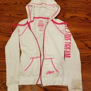 XS Aeropostale white/pink zip up hoodie