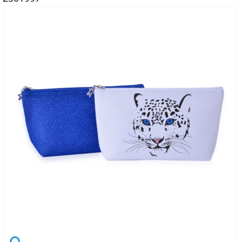 2 NWOT 9x5 Makeup Bags one Leopard other Blue