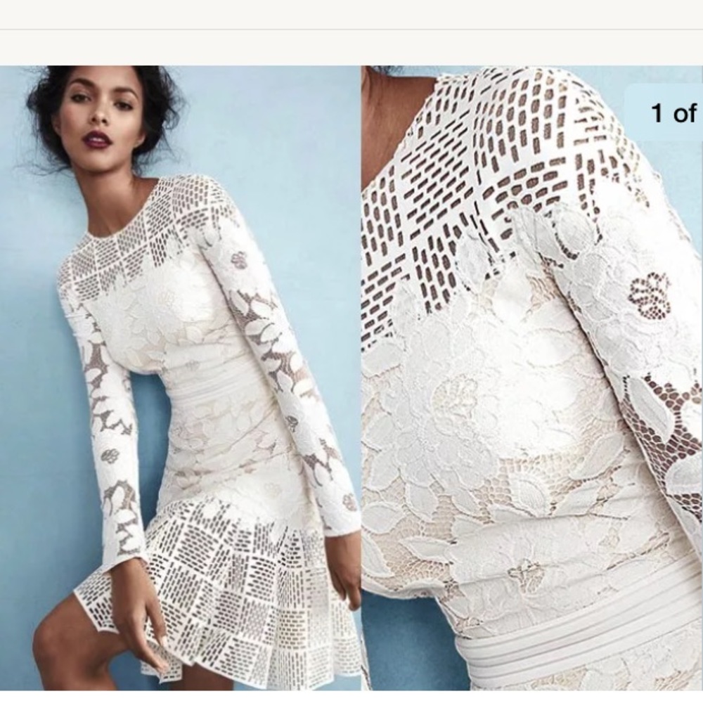 Tadashi Shoji Long-Sleeve Mixed-Media Dress