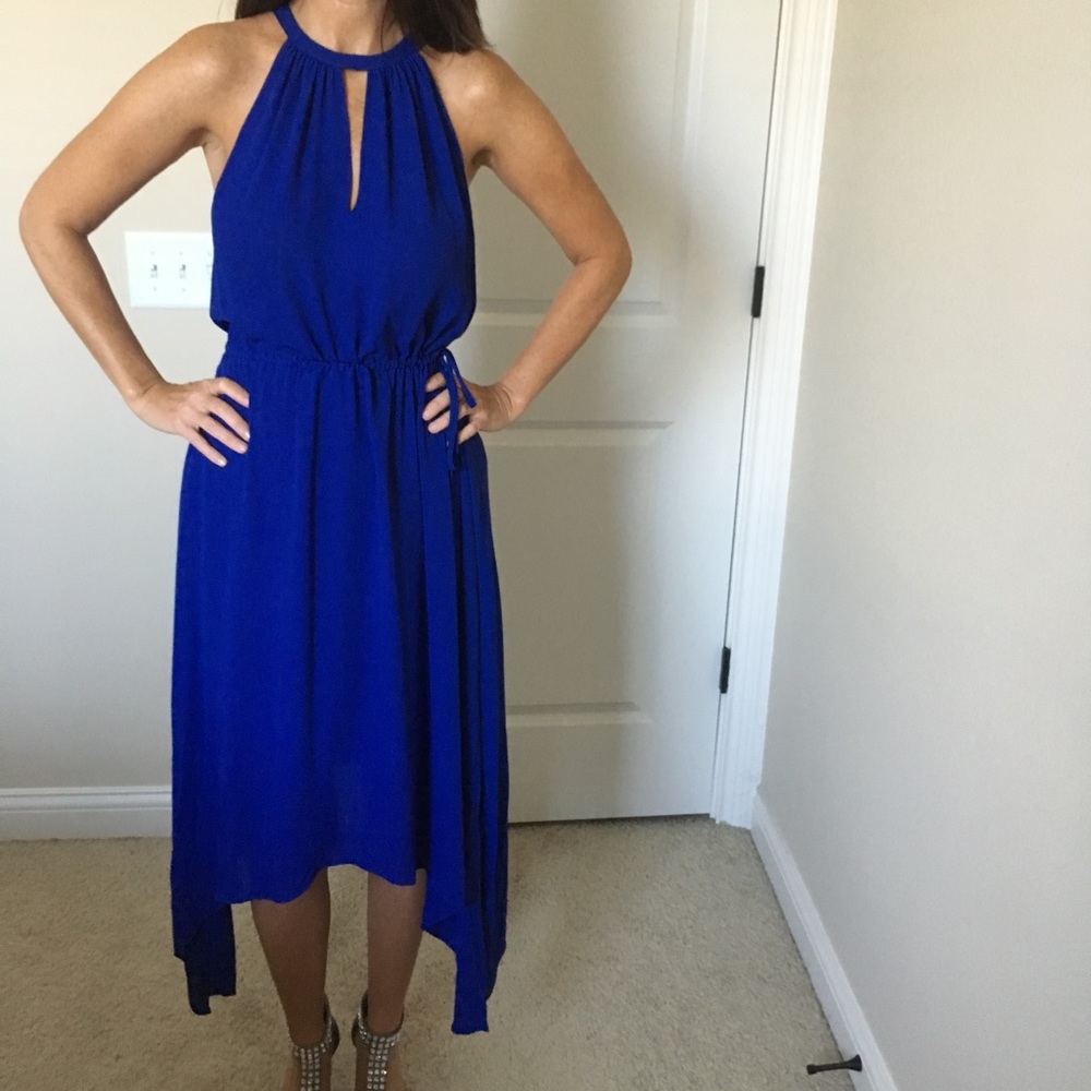 Royal blue BCBGMAXAZRIA dress.