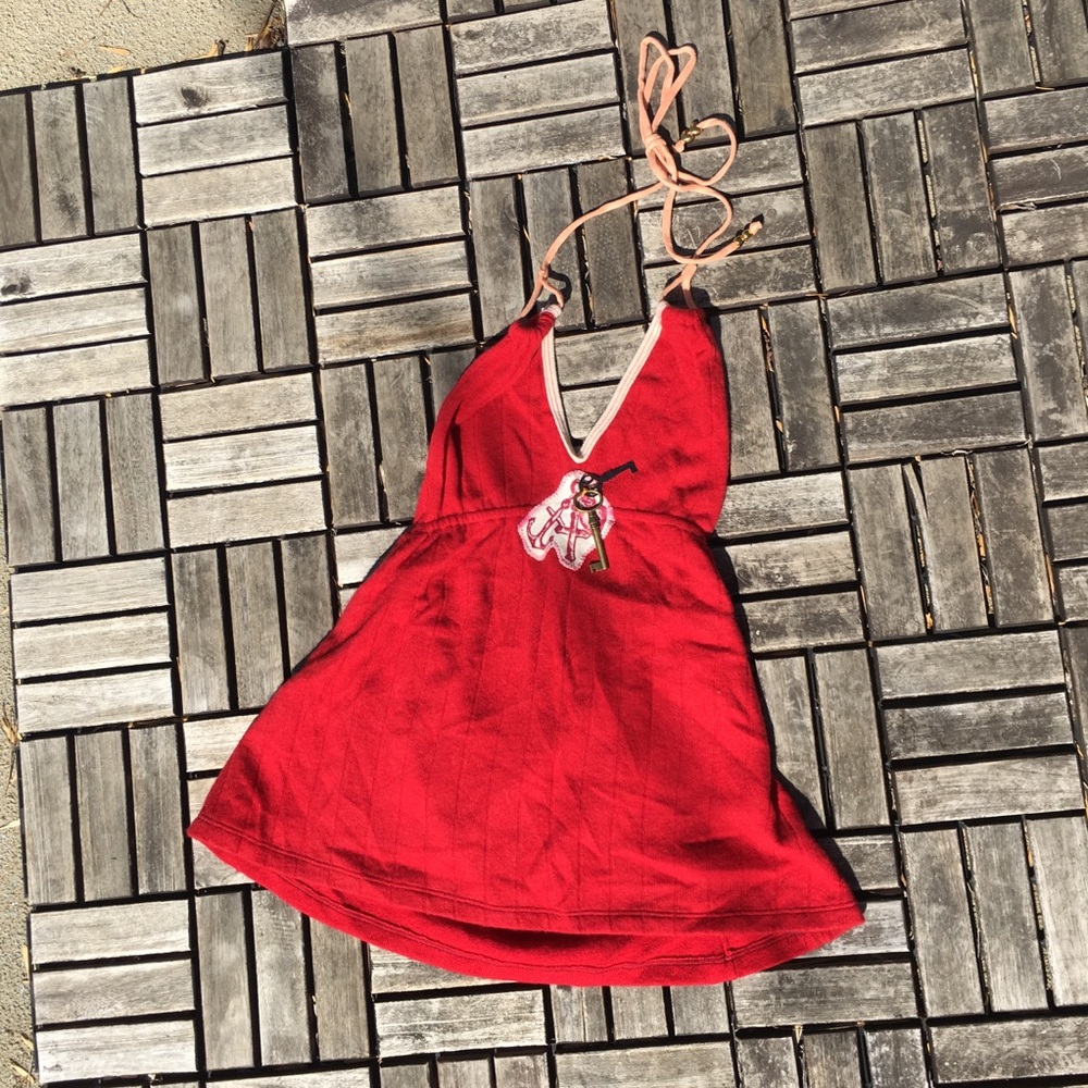 NWT Red cashmere Fresh Karma halter w/ key detail!