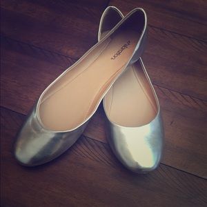 Silver ballet flats