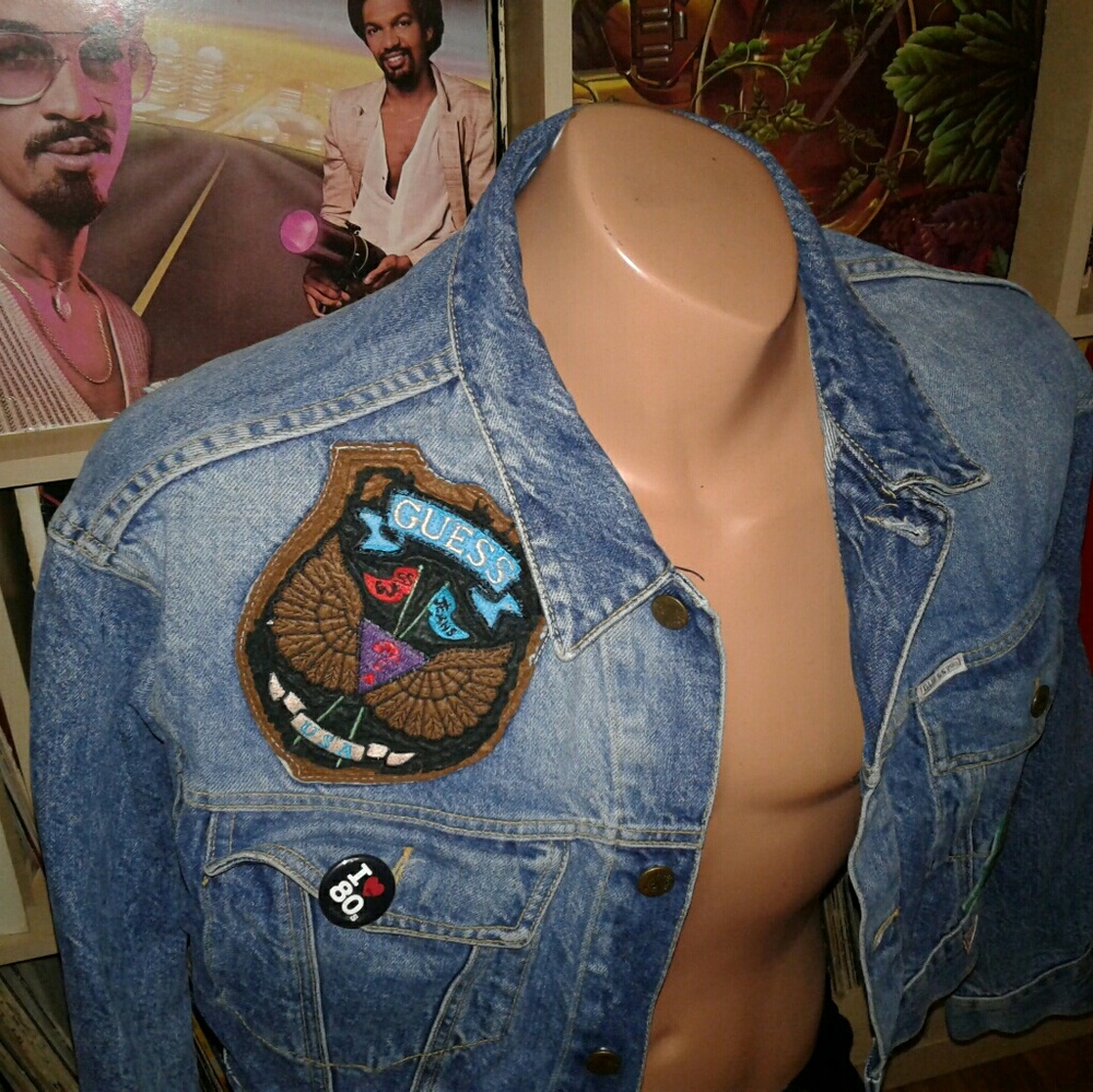 vintage patch denim guess jean jacket