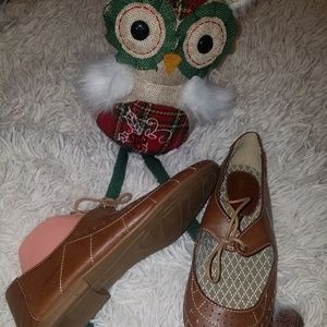 Nicole Brown Lace Up Flats