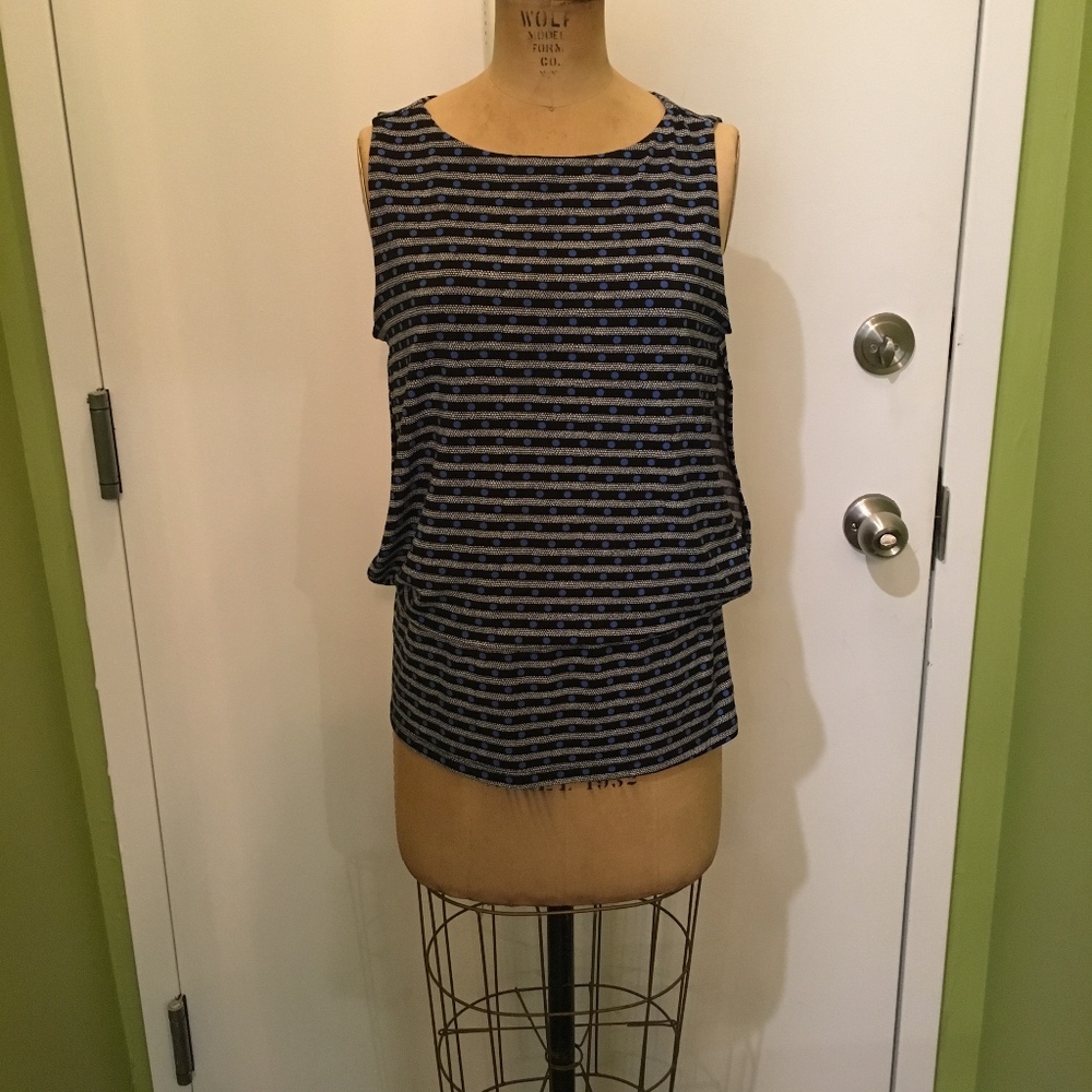 Ann Taylor Factory Striped Sleeveless Shirt Top