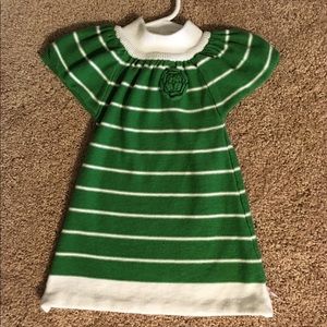 Green and white knit dress