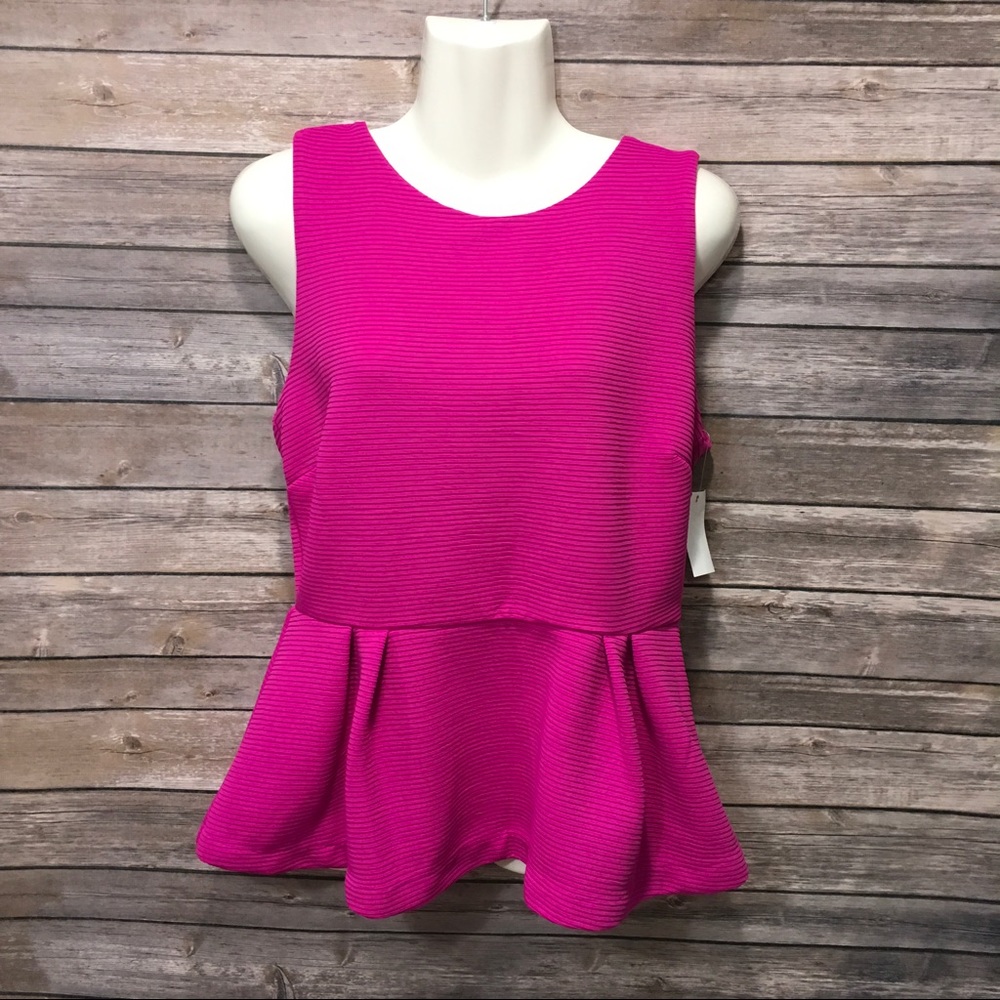 Magenta Attention Sleeveless Peplum Top