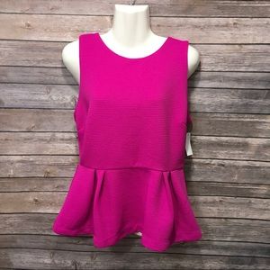 Magenta Attention Sleeveless Peplum Top