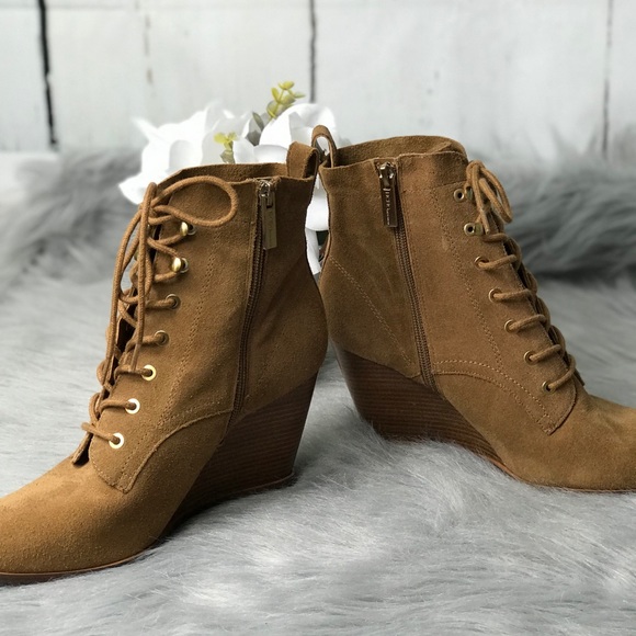 BCBG Wedges Side Zip Lace Up Wedge Booties - Picture 4 of 8