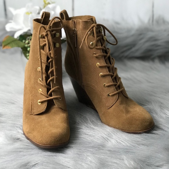 BCBG Wedges Side Zip Lace Up Wedge Booties - Picture 5 of 8