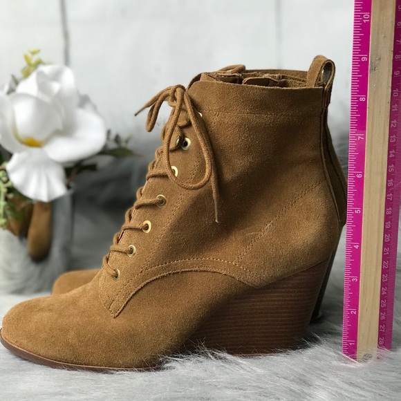 BCBG Wedges Side Zip Lace Up Wedge Booties - Picture 7 of 8