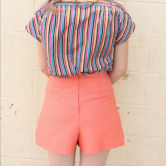 Vintage Pants - ❤SOLD❤Vintage 1960s High Waisted Coral / Orange