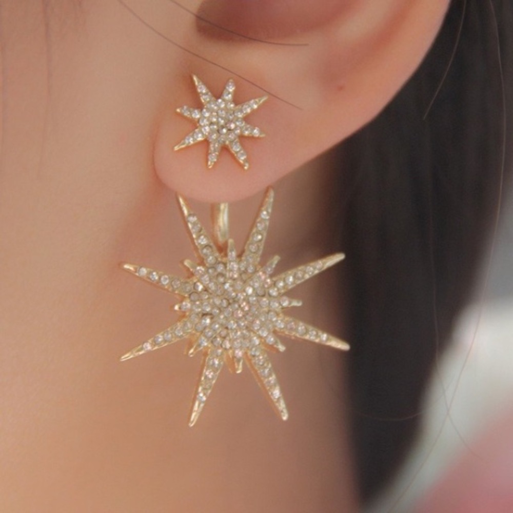 2 pairs in 1! Snowflake Crystal Earrings