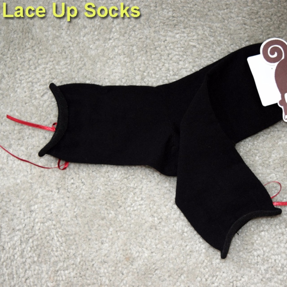 NWT  Women's Socks Lace Up Black goth - Picture 8 of 8
