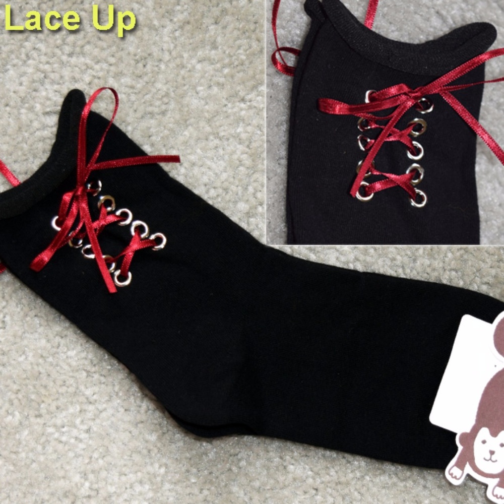 NWT  Women's Socks Lace Up Black goth