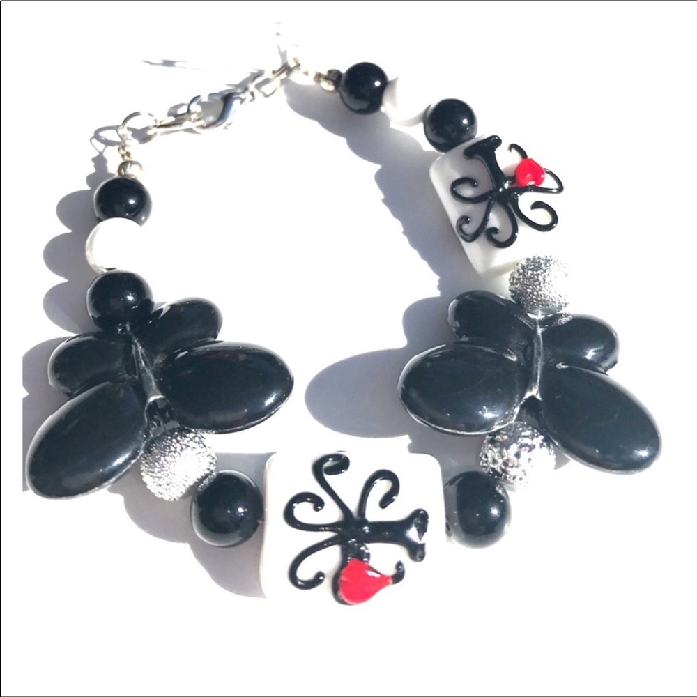 Glass butterfly tree unique bracelet 8"