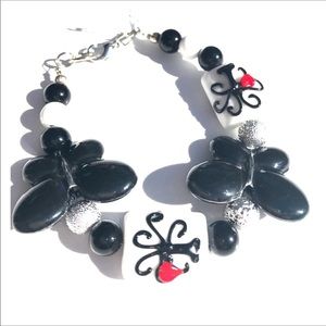 Glass butterfly tree unique bracelet 8"