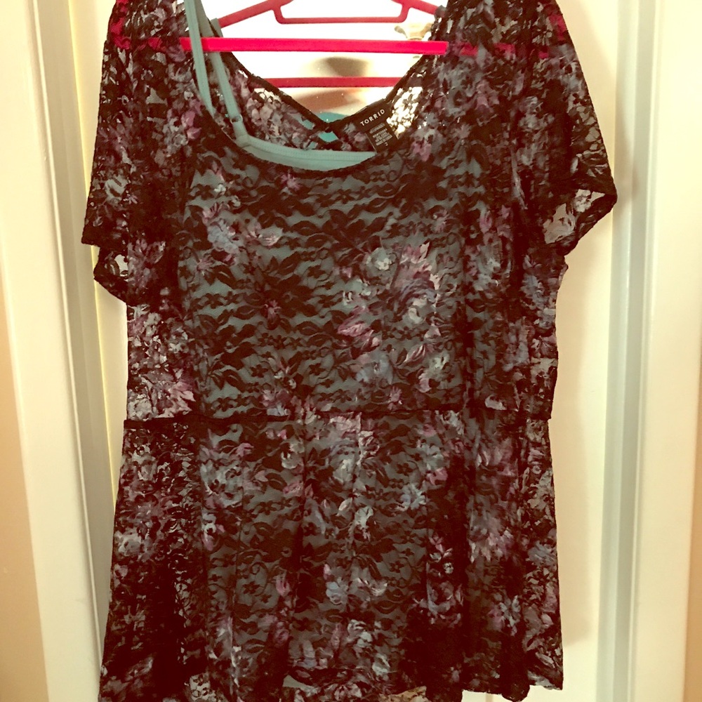 Torrid Lace Peplum Top With cami
