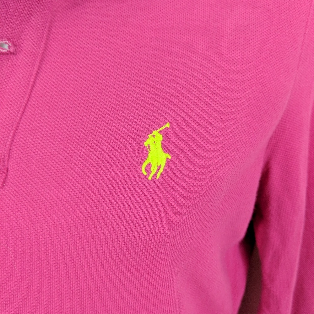 VTG Ralph Lauren Skinny pink long sleeve polo - Picture 2 of 4
