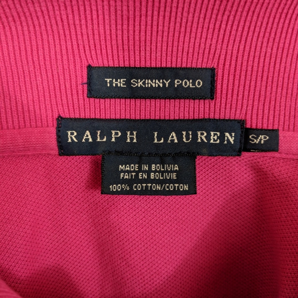 VTG Ralph Lauren Skinny pink long sleeve polo - Picture 3 of 4