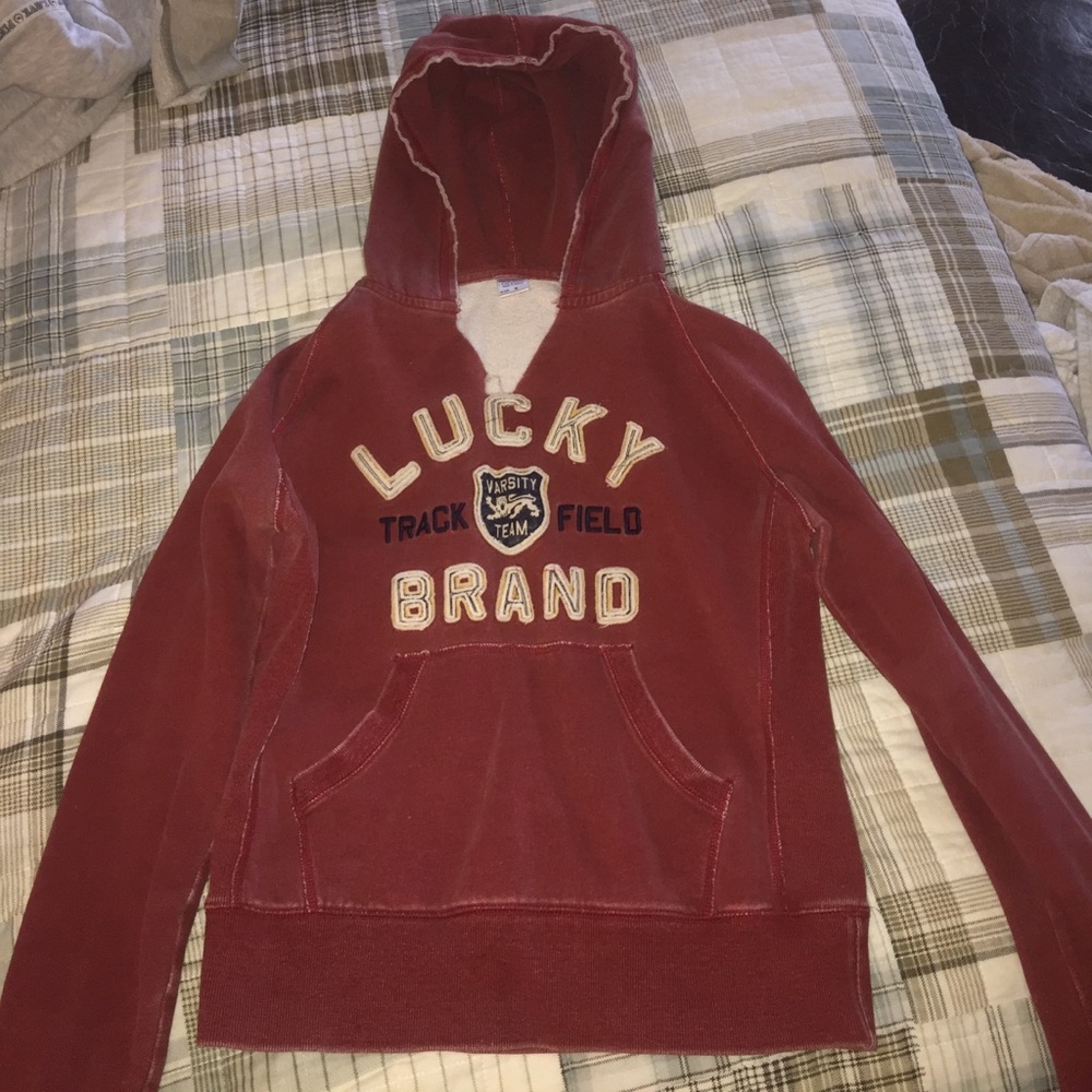 Maroon Lucky Brand pull over sweatshirt