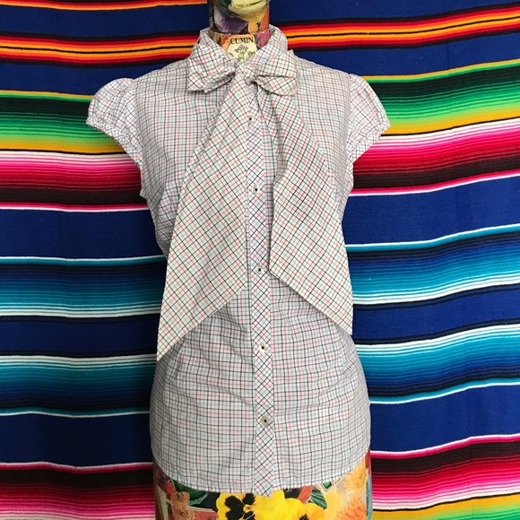 Lilly Pulitzer Tops - Lilly Pulitzer Plaid Gridded Bow Tie Button Down