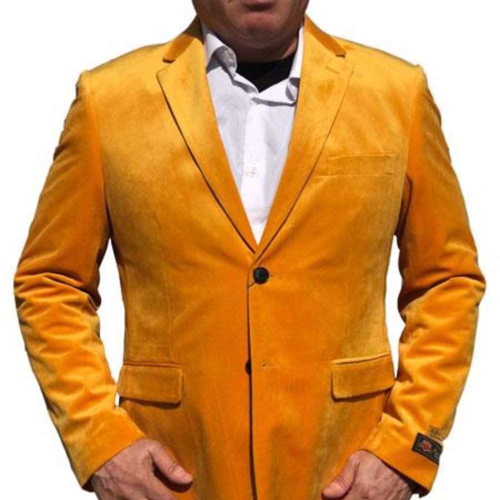 2-Button Blazer Mustard Yellow with Notch Lapel
