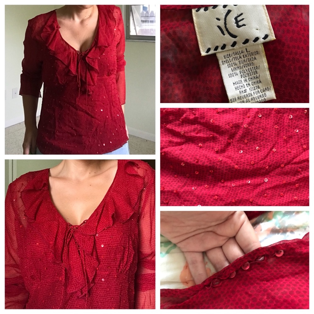 Sparkly Red Ruffle Top