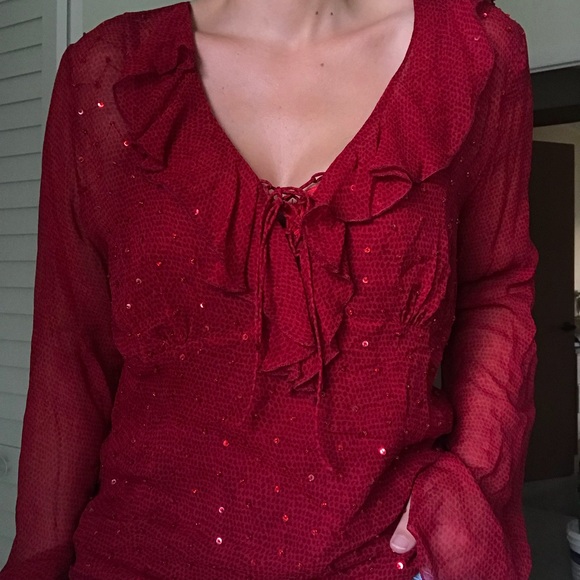 Sparkly Red Ruffle Top - Picture 3 of 5