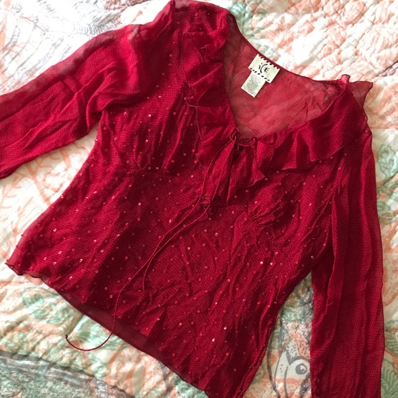 Sparkly Red Ruffle Top - Picture 4 of 5