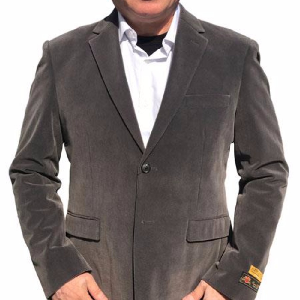 2-Button Blazer In Grey with Notch Lapel