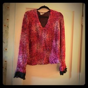 Beautiful soft pink and black dressy shirt.