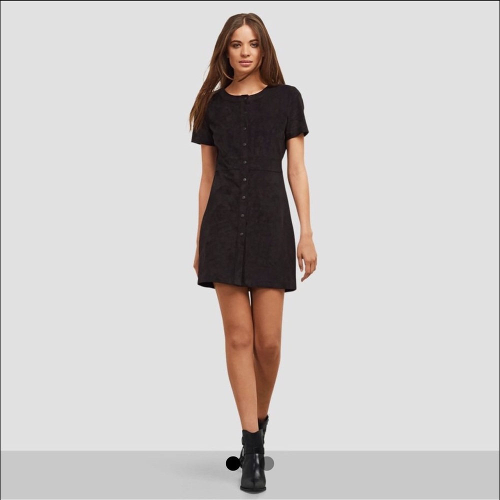 KENNETH COLE Faux Suede Dress Black Sz 6 / M