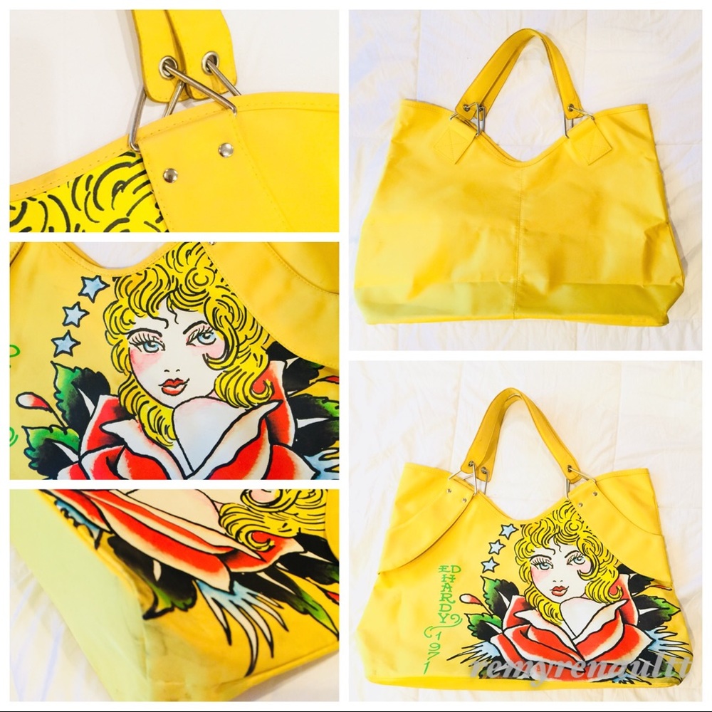 🌹ED HARDY 1971 Veronica Yellow Tote 🌹