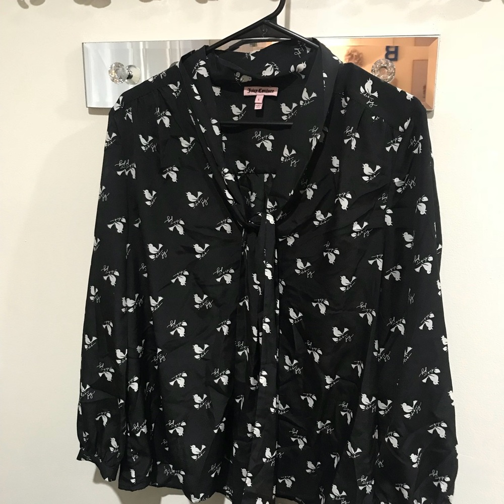 Juicy Couture Silk Bird Print Blouse