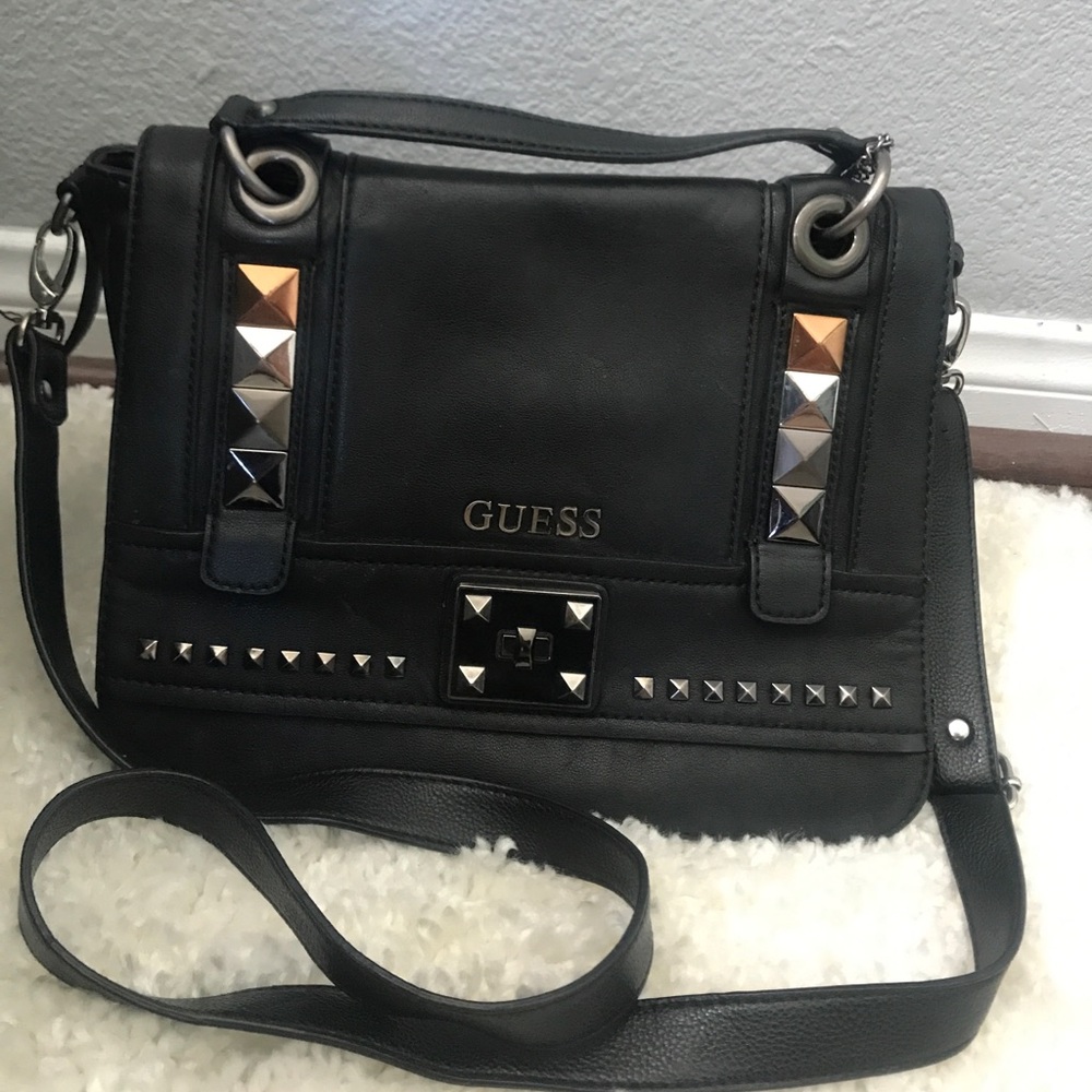 Guess black leather studded purse
