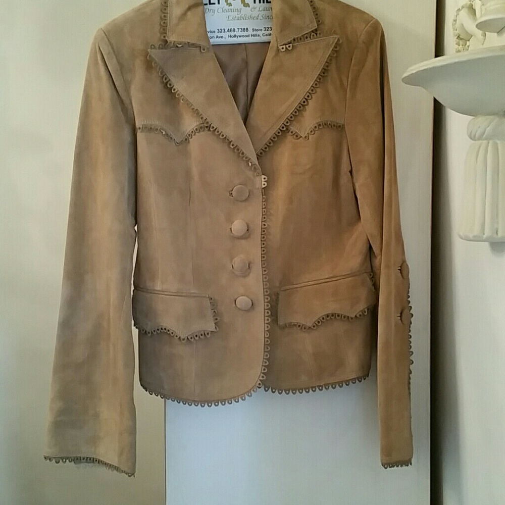 Tan suede leather jacket by Boston Proper sz 4