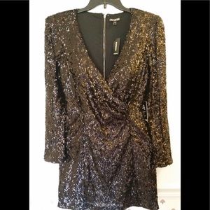 Express Black Sequin Cocktail Dress