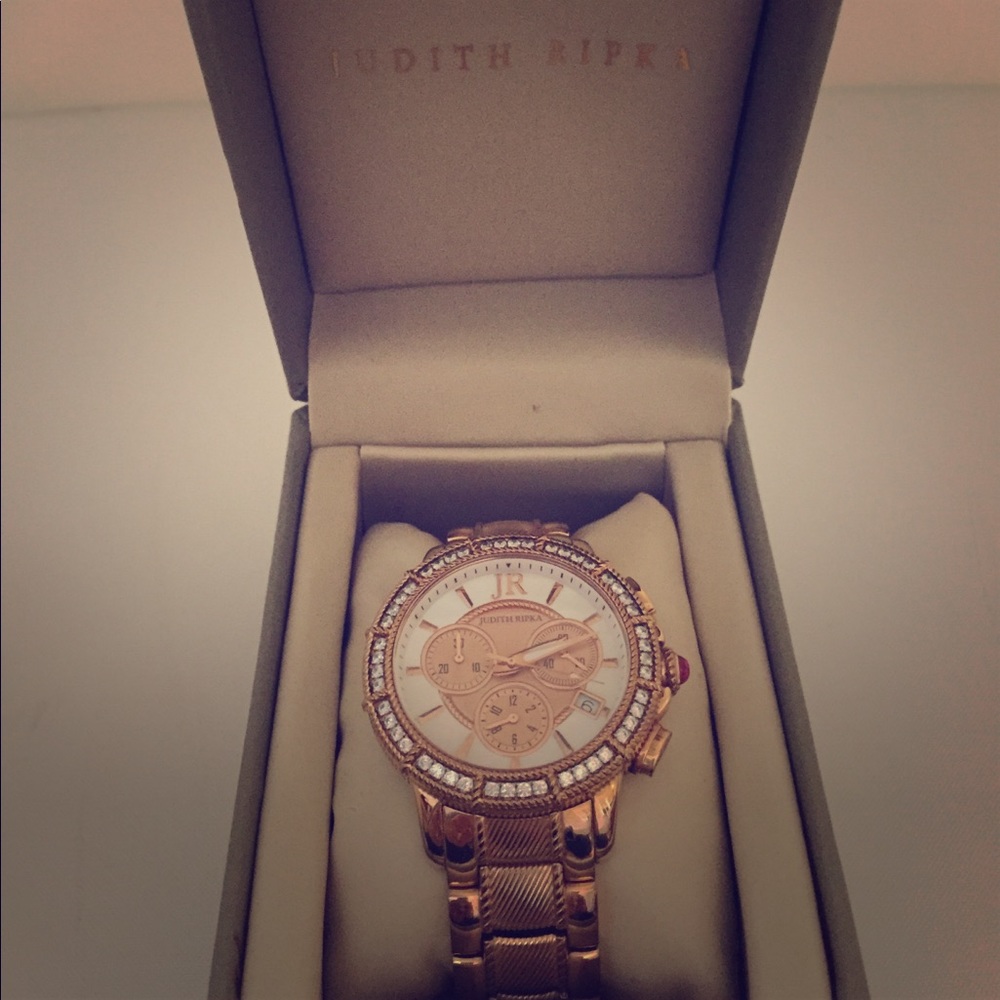 Judith Ripka Rose Goldtone Small Chrono Watch