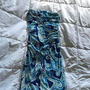 Strapless Ralph Lauren stretch blue white dress