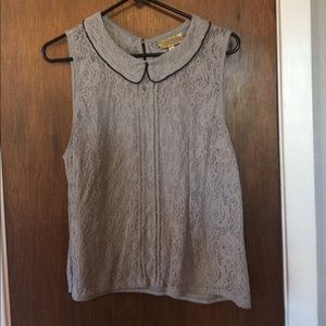 Lace tank top style Peter Pan collar blouse