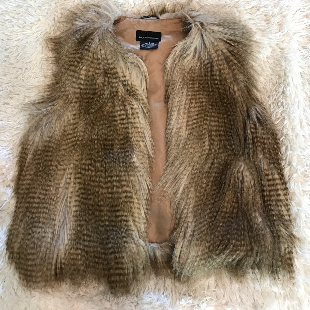 Furry tan vest