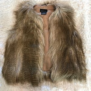 Furry tan vest