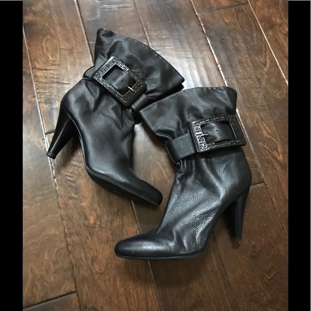 Jessie Simpson Makan Black Leather Bootie Boots