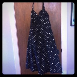 Black and white polka dot halter rockabilly dress