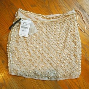 NWT Zara Pearl Embellished Skirt