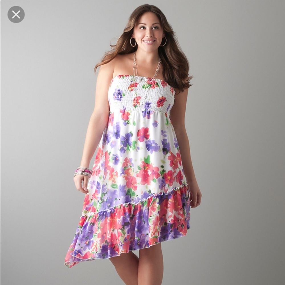 Lane Bryant strapless floral dress