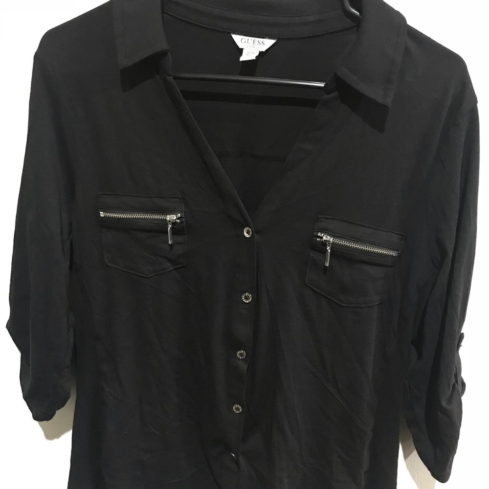 Black Guess Button Down Shirt